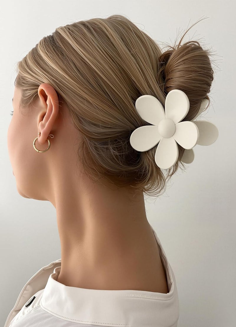 Sunolga 8PCS Hair Clips for Women, Flower Claw Clips for Thick Hair, Non-Slip Hair Accessories with Multi-Styles, Neutral Colors Hair Claw Clips and Variety Pack, Ideal for Girls - Image 4